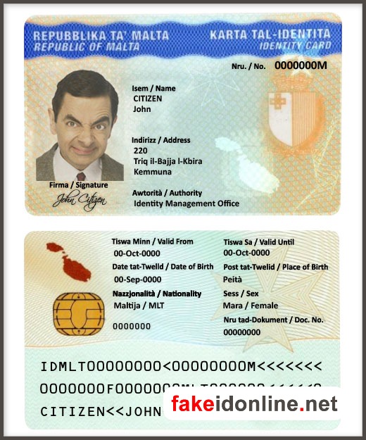 Malta ID Card PSD Template